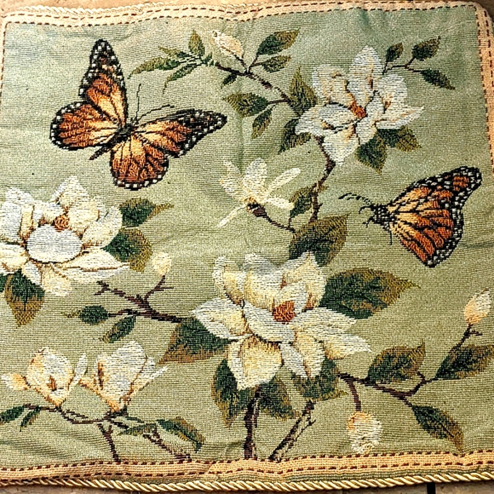 Set Of 2 Different Designs On Each Side Needlepont Tapestry Pillow Cases Mallory